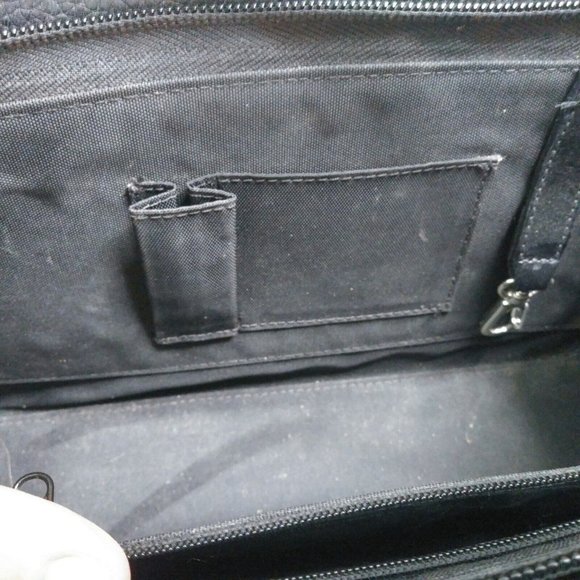 VTG! BRIGHTON Black/Brown Pebble Leather Shoulder Bag 10" Wide x 6.75" Tall - Picture 5 of 11